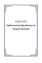 Nghiên cứu hoạt động lãnh đạo của Đảng bộ Thành phố