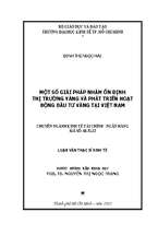 Luận văn thạc sĩ một số giải pháp nhằm ổn định thị trường vàng và phát triển hoạt động đầu tư vàng